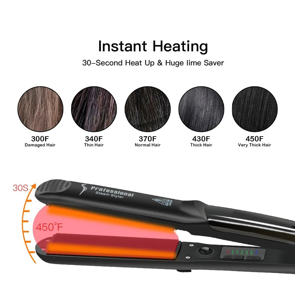 SteamPro 450° Haarglätter – Professioneller Keramik-Vapor-Flachiron mit Arganölbehandlung für schnelles Styling und Haarpflege