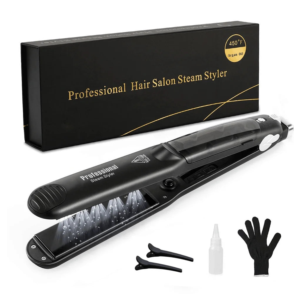 SteamPro 450° Haarglätter – Professioneller Keramik-Vapor-Flachiron mit Arganölbehandlung für schnelles Styling und Haarpflege